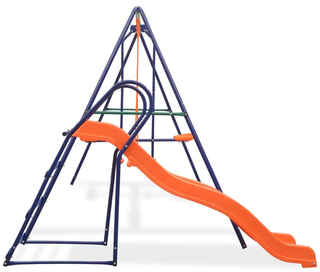 Súprava hojdačiek s 3 sedadlami a šmýkačkou, oranžová
