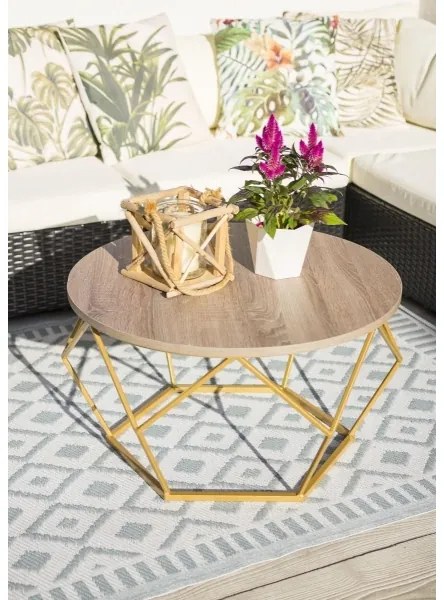 Konferenčný stolík DIAMOND 40x70 cm zlatá/hnedá