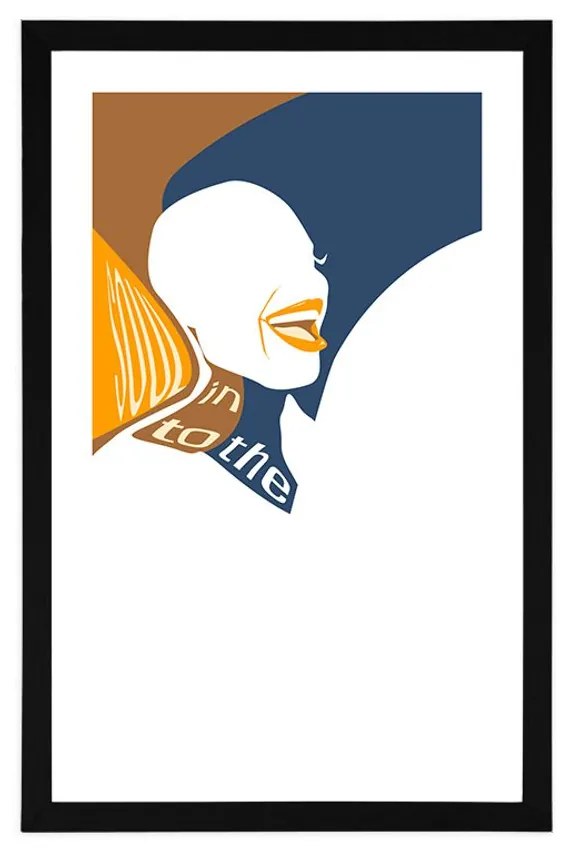 Plagát s paspartou silueta ženy s nápisom - 40x60 silver