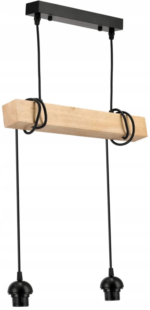 BERGE Závesné stropné svietidlo LED drevený trámový 2xE27 Luster Loft Lampshade Gold
