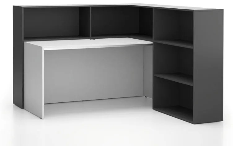 PLAN Rohová kancelárska zostava SEGMENT, pravá, biela / grafitová