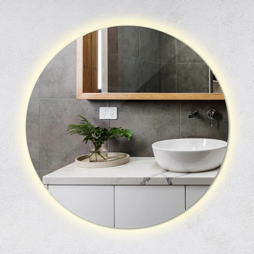 Okrúhle kúpeľňové zrkadlo s osvetlením fi 100 cm  Teplé svetlo (3000K)