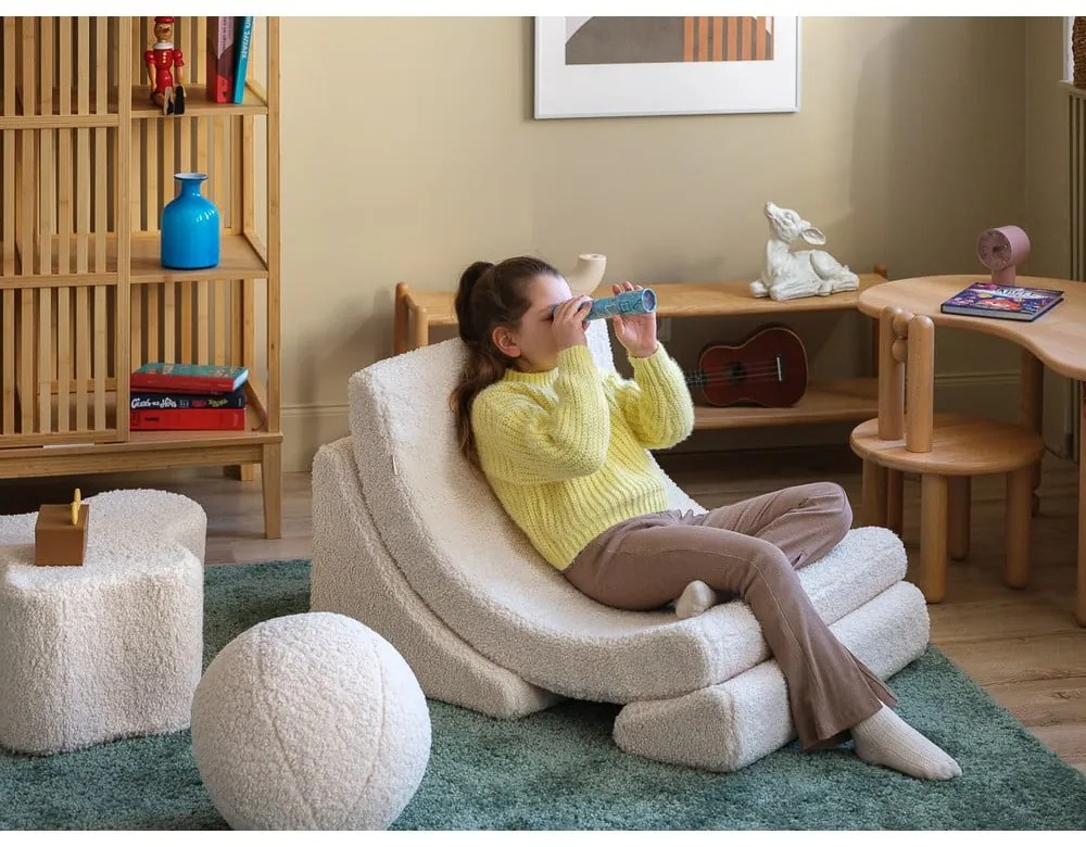 Krémový detský puf z textílie buklé Cloud – Wigiwama