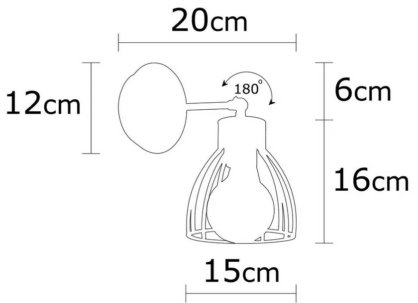 Nástenné svietidlo Kemah - N-1238, čierna/bronzová