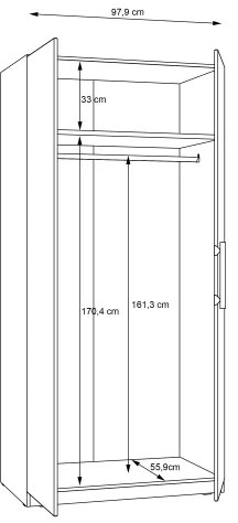 Šatníková skriňa MARO 100x213 cm dub artisan