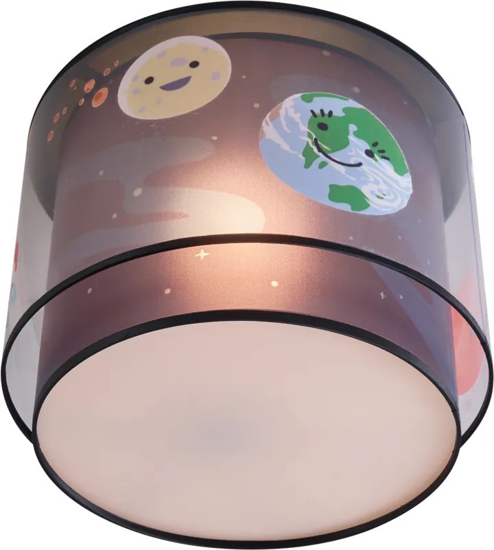 Detské stropné svietidlo čierne s vesmírnou loďou a hviezdami - Harrie vo vesmíre