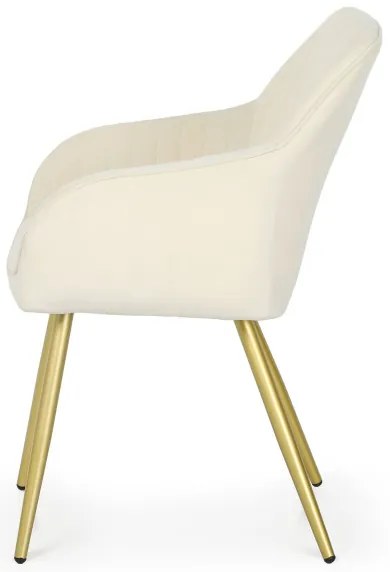 Sada dvoch jedálenských stoličiek FLORENCE zamatové, krémové / zlaté nohy (2 ks)