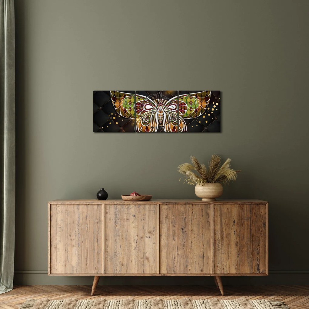 Obraz - Čarovný motýľ (s hodinami) (90x30 cm)