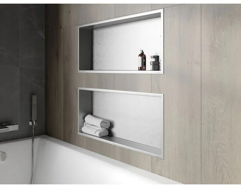 Mexen X-Wall-R, polička na zapustenie na obklad s golierom 75 x 30 cm, oceľová, 1910753010