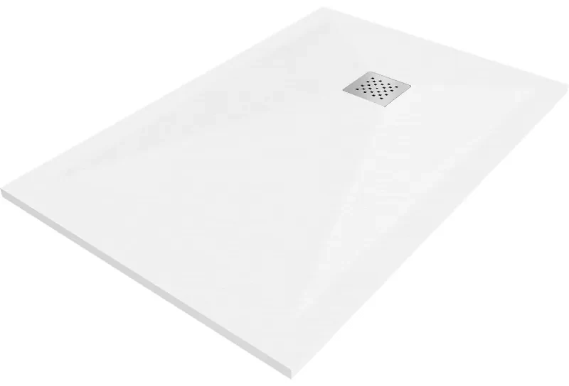 Mexen Stone+ kompozitná štvorcová sprchová vanička 140 x 100 cm, Biela - 44101014