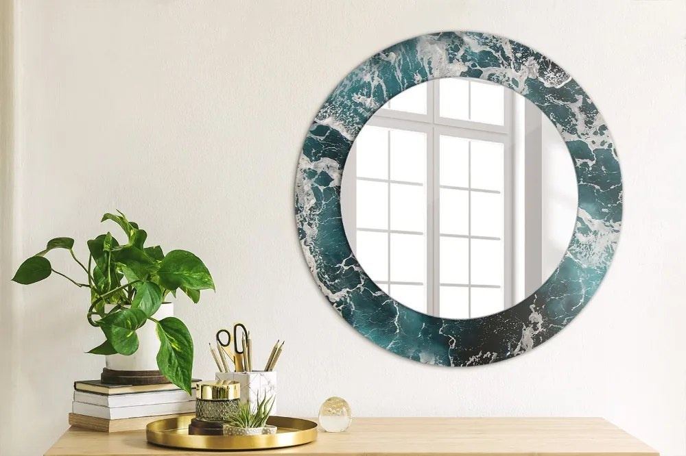 Okrúhle dekoračné zrkadlo s motívom Turbulentné more fi 50 cm