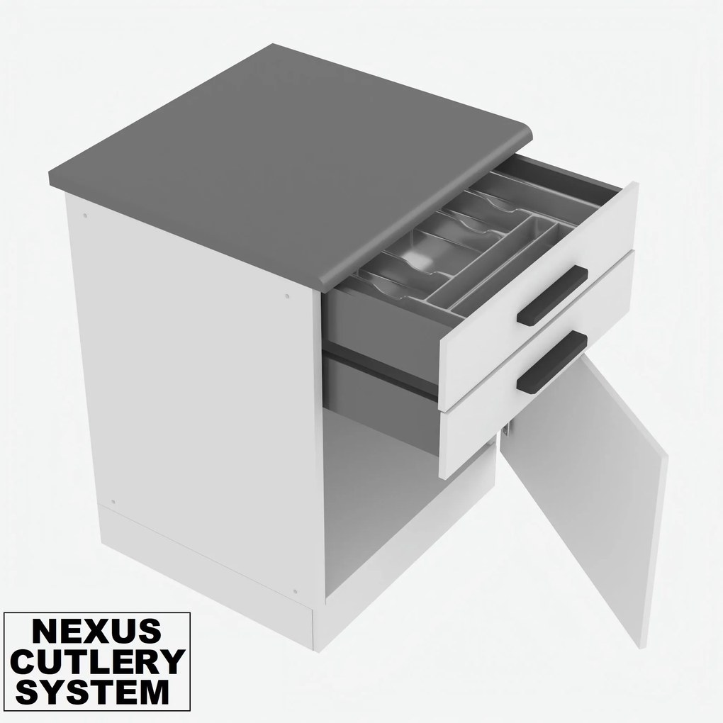 Kuchynská linka Belini Premium Full Version 240 cm biely lesk s pracovnou doskou MADISON