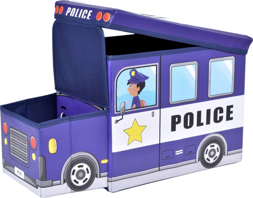 Skladací taburet / kôš na hračky Polícia