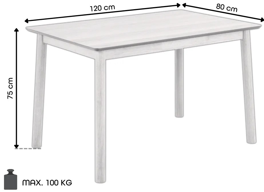 ZARION Dub Prírodný – KUCHYNSKÝ STÔL 120 cm Z DREVA S DYHOU
