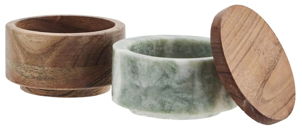 MADAM STOLTZ Soľnička a korenička Light Green Marble Box