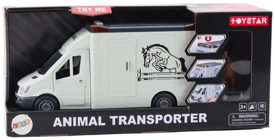 LEAN TOYS Prepravné auto na kone, svetlá, zvuk - biela