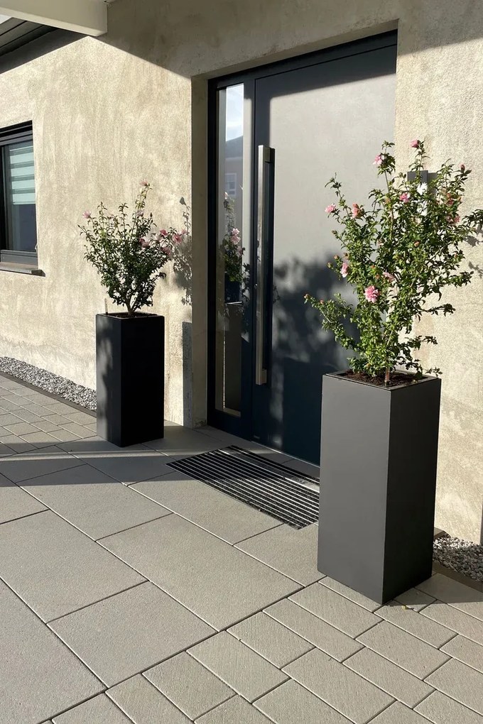 Kvetináč BLOCK, sklolaminát, výška 75 cm, antracit