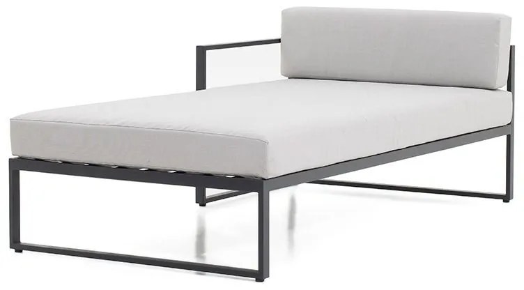 Sensum Skepparholmen Záhradná posteľ pravá, 205 × 107,5 × 66 cm, oceľ, polyester, čierna, svetlosivá