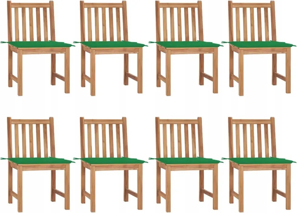 vidaXL Záhradné stoličky 8 ks s podložkami tíkový masív