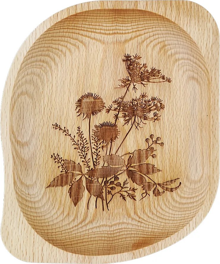 AMADEA Drevená miska obdĺžnik s gravírom, masívne drevo, 23,5 cm
