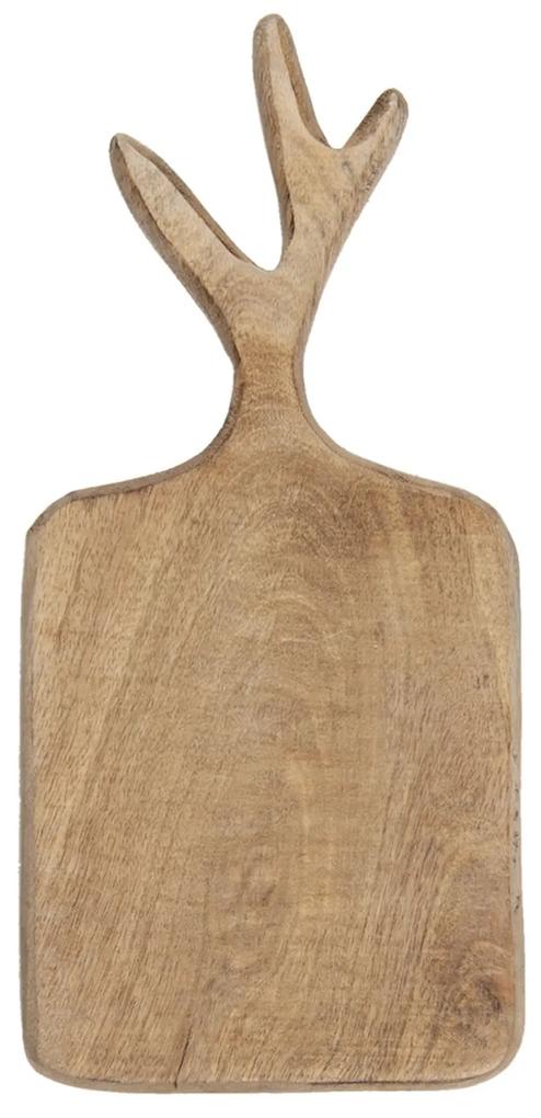 Hnedé dekoratívne drevené doštička s úchopom v tvare parohov - 30 * 14 * 2 cm
