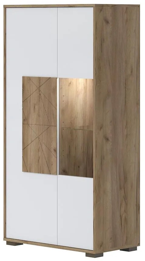 Vitrína Stela-V2S lakované tobacco/crystal white