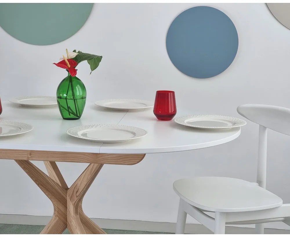 Okrúhly rozkladací jedálenský stôl s prídavnou doskou ø 90 cm Jubi – Ragaba