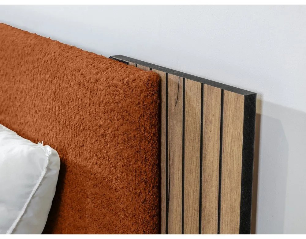 Oranžová dvojlôžková posteľ s roštom 160x200 cm Lior – Bobochic Paris