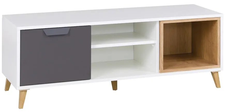TV stolík Joker 10 Biely/Grafit/Šedá/Dub Lefkas
