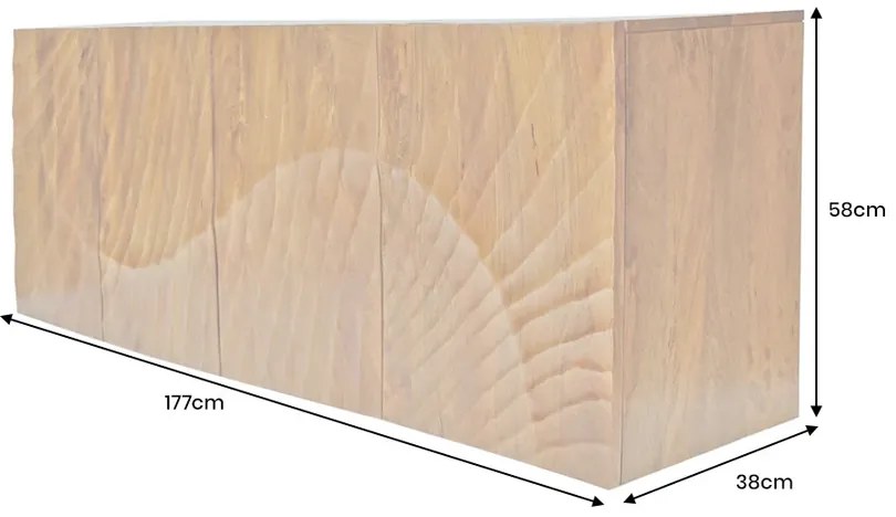 Komoda Scorpion 180 cm z mangového dreva v hnedom prevedení