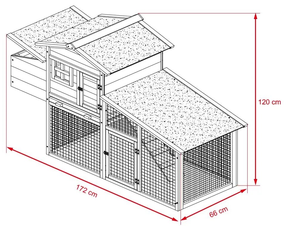 Kurník Avenberg COOPER 172 x 66 x 120 cm (hnedý)