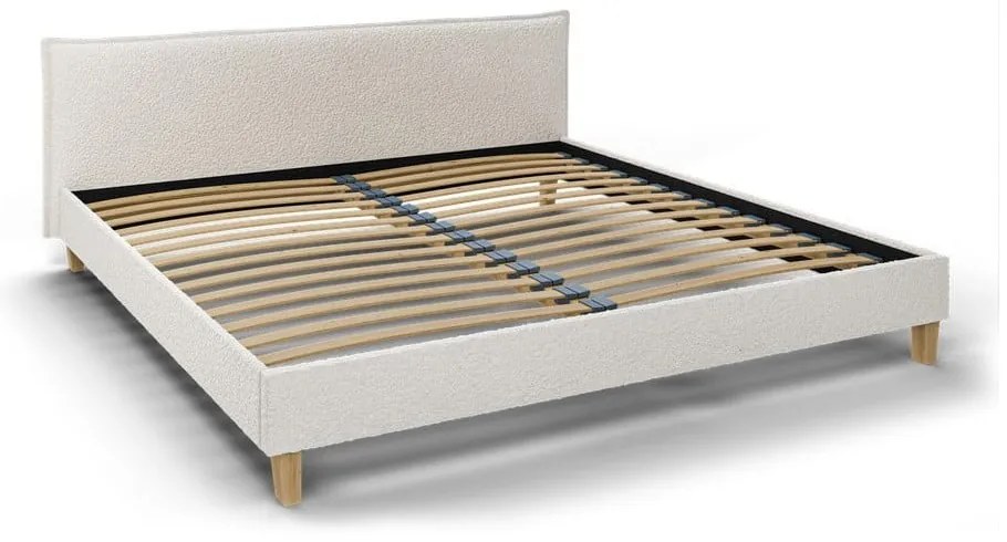Krémová čalúnená dvojlôžková posteľ s roštom 200x200 cm Tina - Ropez
