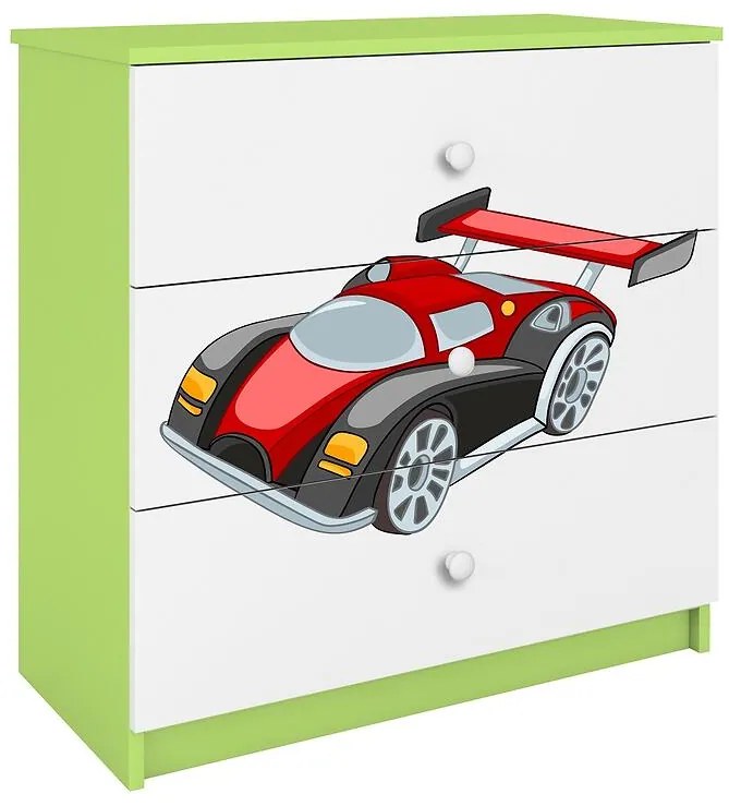 Detská komoda Babydreams zelená – Auto