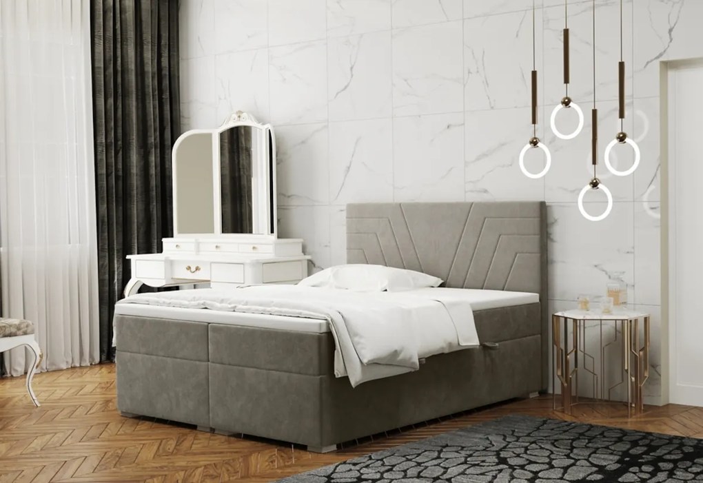 Čalúnená posteľ boxspring CASTEL + topper, 160x200, matt velvet 09