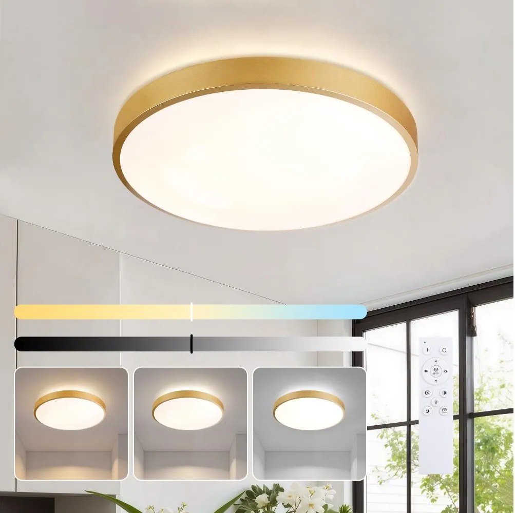 Brilagi - Stmievateľné LED svietidlo GLASS POOL DOUBLE LED/48W/230V 40 cm zlaté + diaľkové ovládanie