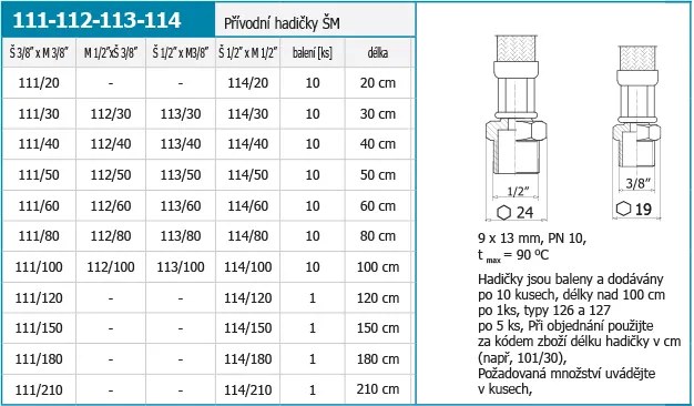 Novaservis, Nerezová hadička Š3/8" x M1/2"-60cm, PWS215