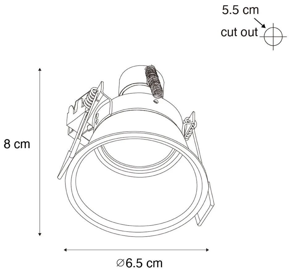 Sada 6 moderných zapustených bodových svietidiel čiernych so zlatom GU10 35mm IP44 - Dept