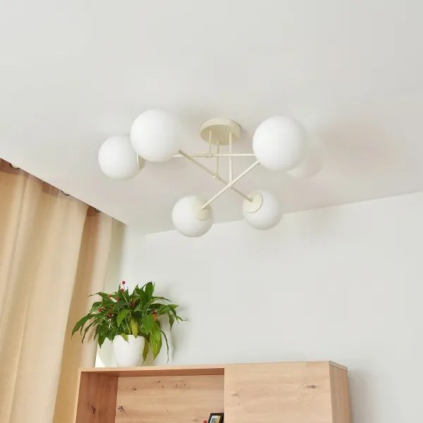 Prisadené stropné svietidlo MOON 6xE27/15W/230V krémové