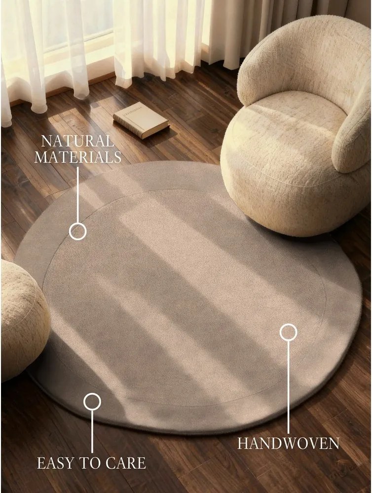 Béžový ručne tkaný okrúhly koberec s prímesou vlny ø 160 cm Kari Organic – Villeroy&Boch