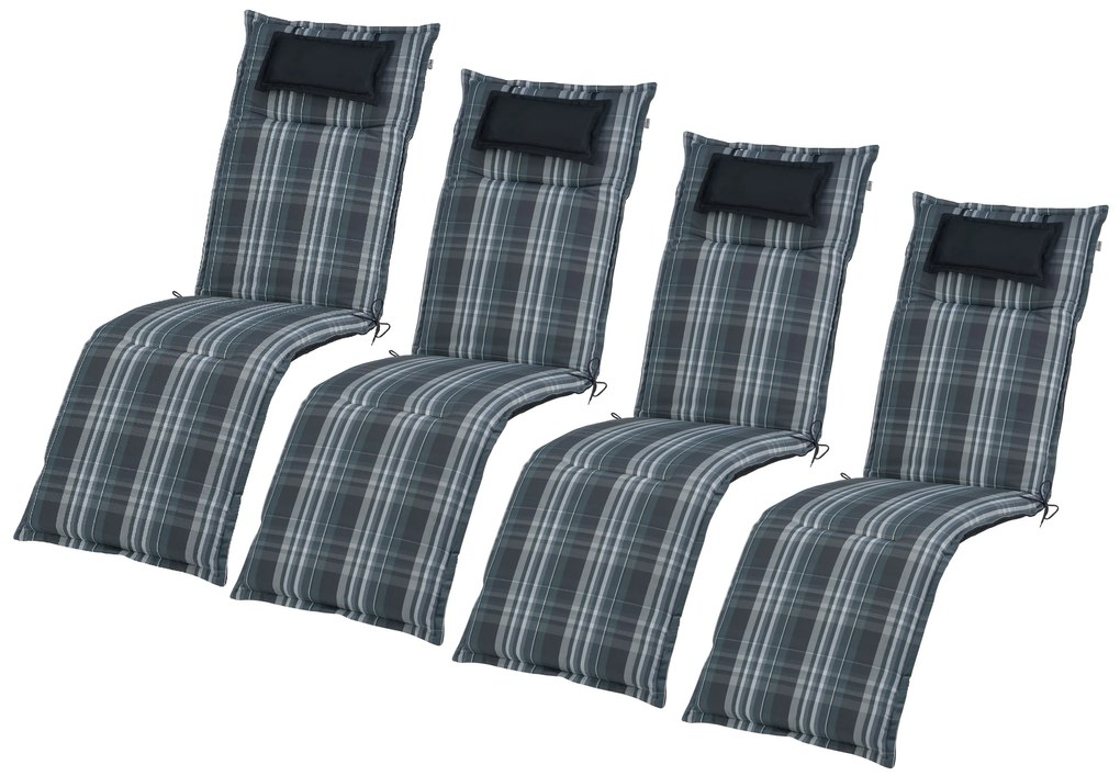 Livarno home Obojstranná podložka na kreslo Toronto, 167 x 50 x 7,5 cm, sivá, 4 kusy  (800006175)