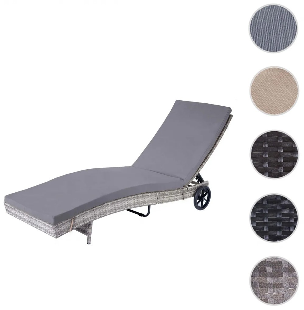 Lehátko HWC-D80, polyratan - sivá, vankúše tmavo šedé