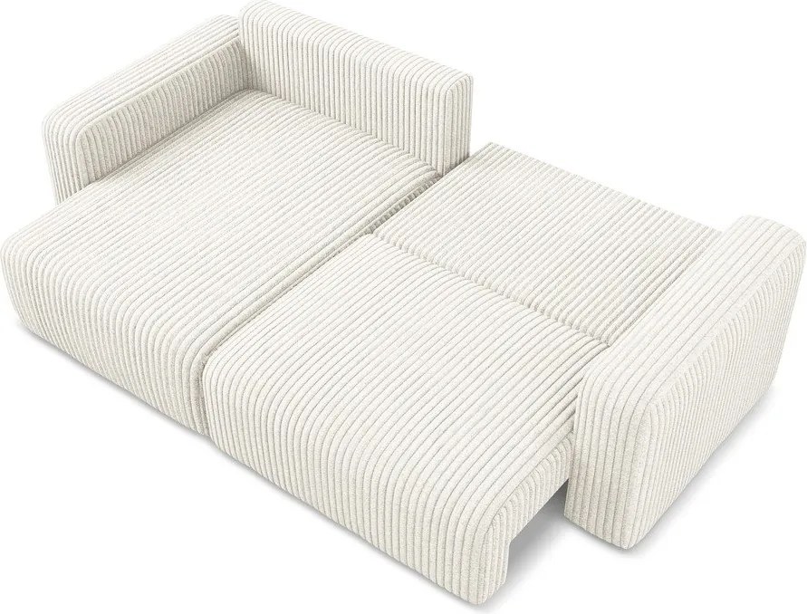 Krémovobiela menčestrová rozkladacia/s úložným priestorom rohová pohovka (ľavý roh/s leňoškou) Kona – Makamii