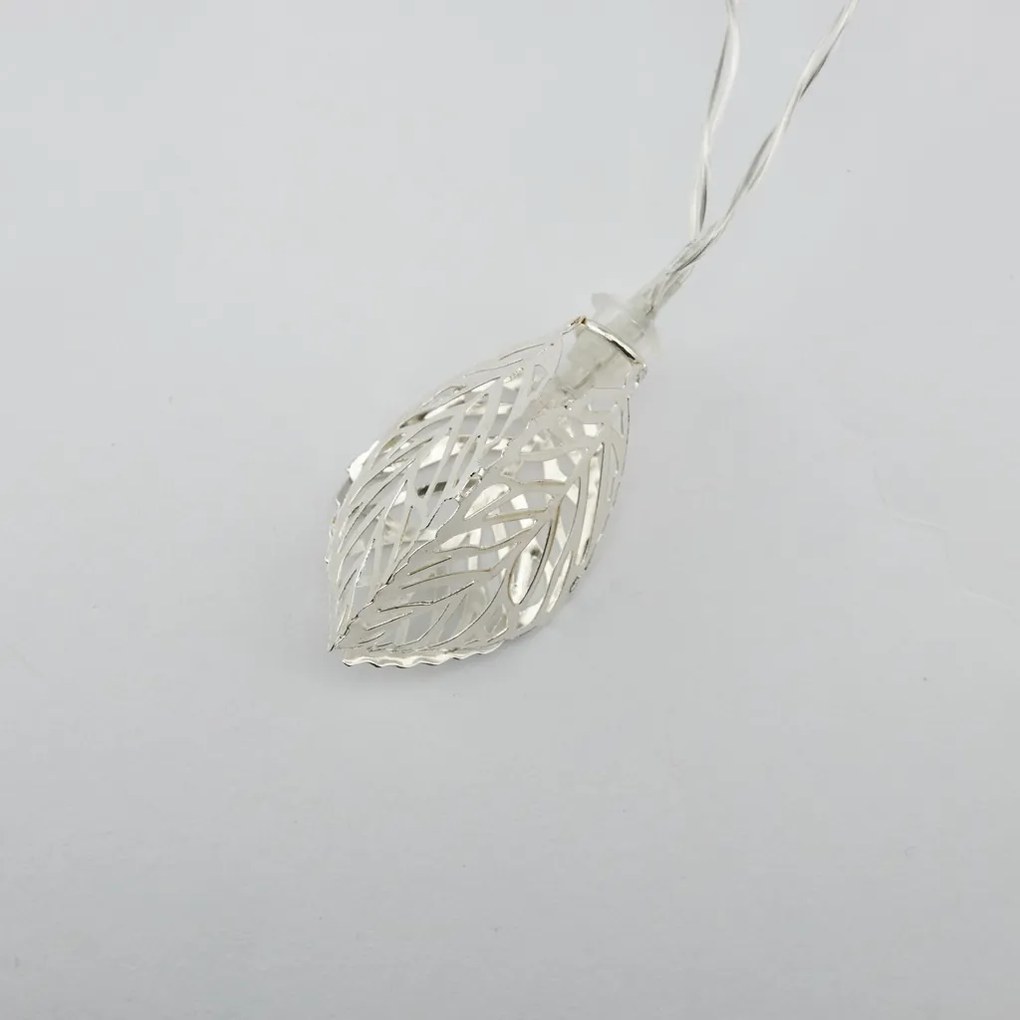 DECOLED LED světelný řetěz na baterie, 10 teple bílých diod, 1,8 m, kovové listy