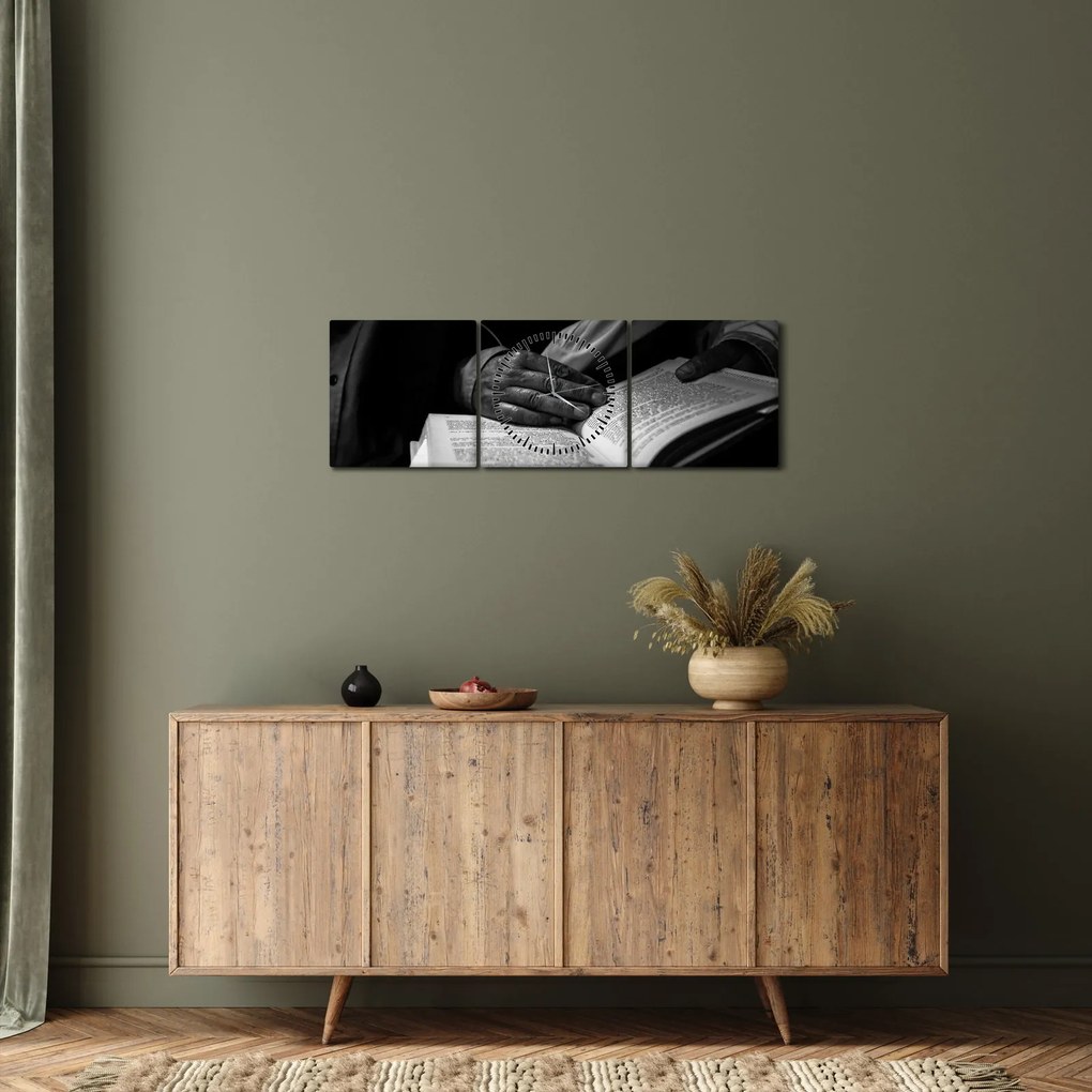 Obraz - Kniha (s hodinami) (90x30 cm)