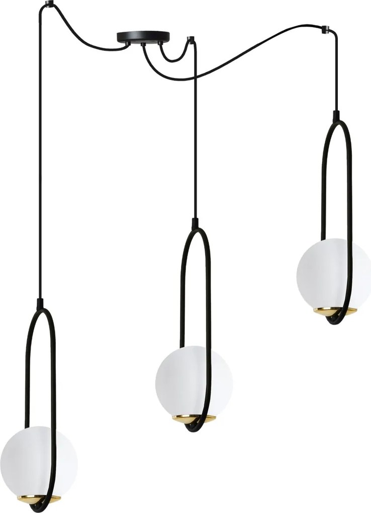 Závesné svietidlo Florence Spider, 3x biele sklenené tienidlo, b/g, U