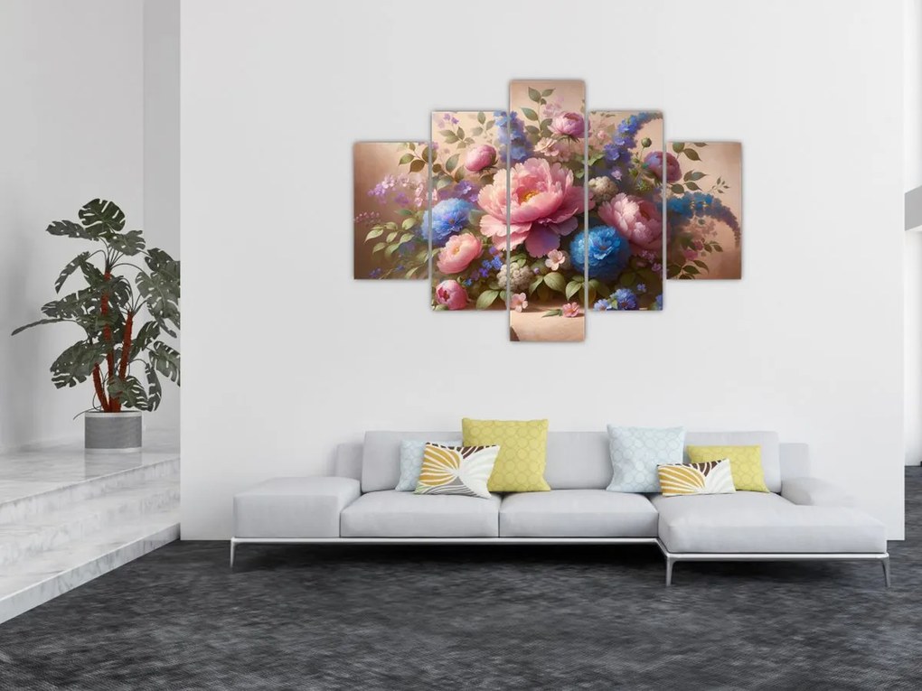 Obraz - Stôl plný kvetov (150x105 cm)