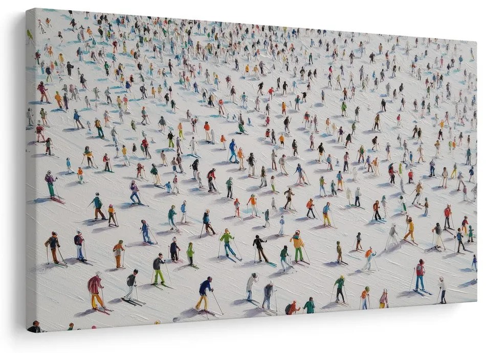 Vianočný obraz zimné radovánky na svahu