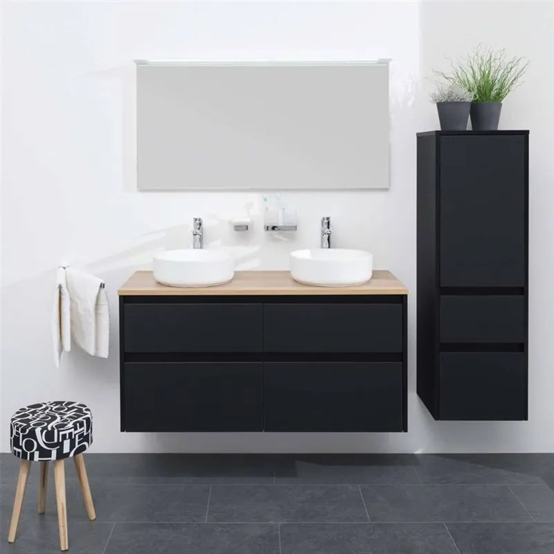 Mereo, Opto, kúpeľňová skrinka s keramickým umývadlom 121x46x60 cm, čierna, MER-CN943