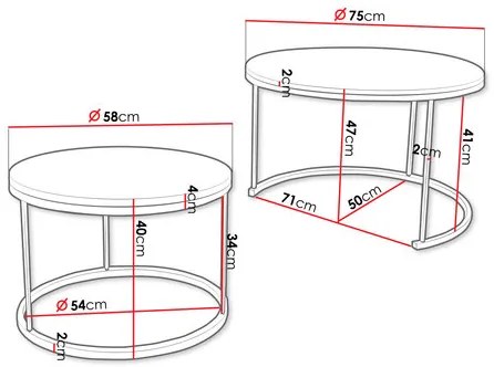 Set 2 konferenčných stolíkov Keraza (čierna + dub craft zlatý) . Vlastná spoľahlivá doprava až k Vám domov. 1105868