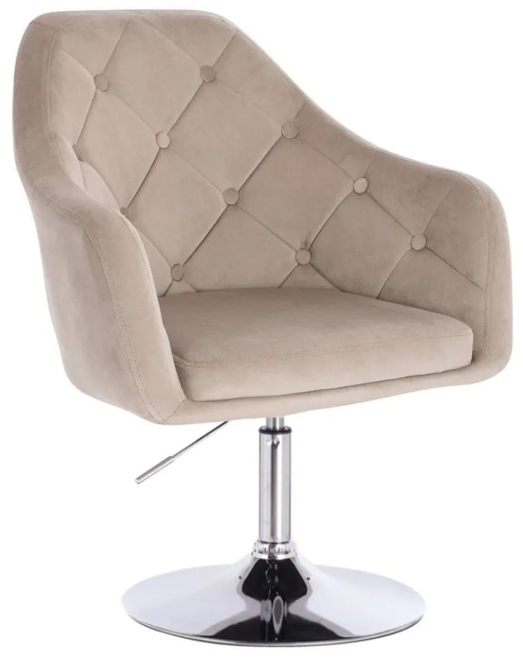LuxuryForm DESIGN Kreslo ANDORA VELUR na striebornom tanieri - latte